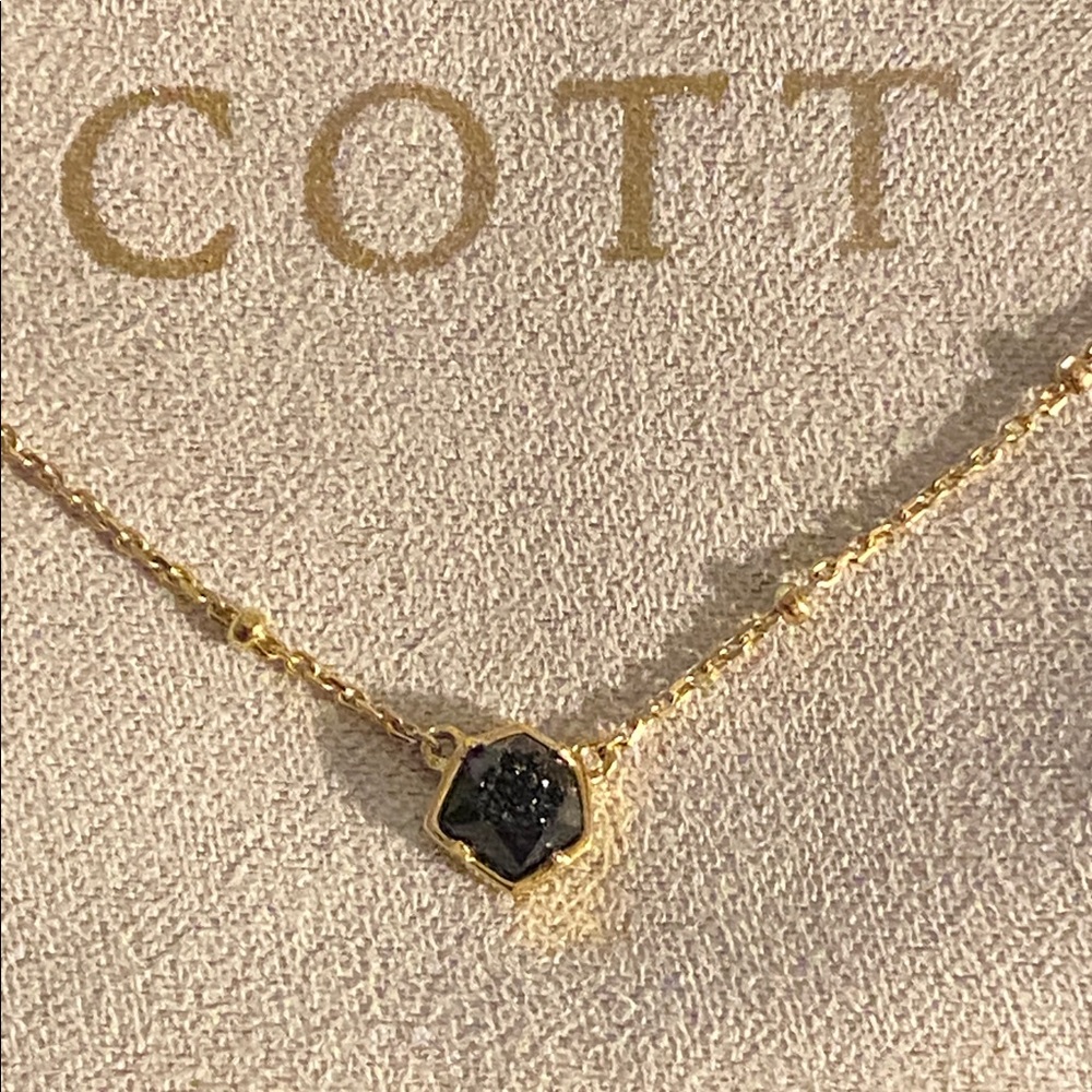 Kendra Scott Demi Fine Vanessa Necklace in 18k Gold Vermeil and Black Drusy